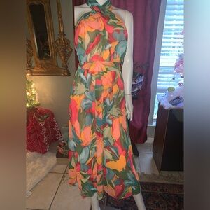 Chiffon criss cross polyester halter dress by London Times